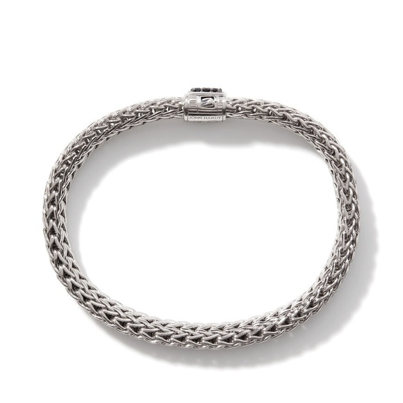 JOHN HARDY Black Sapphire Sterling Silver Balinese Rope Chain Bracelet - Picture 5 of 13